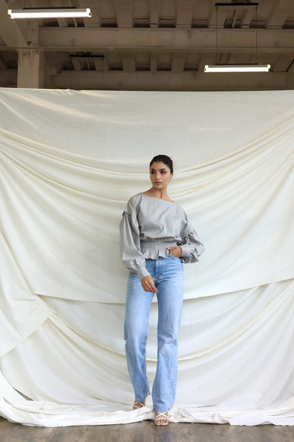 Grey balloon cotton top