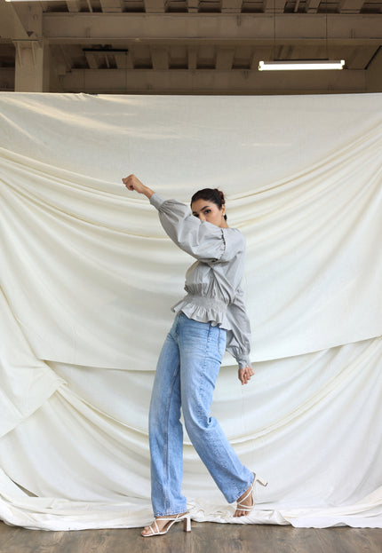 Grey balloon cotton top
