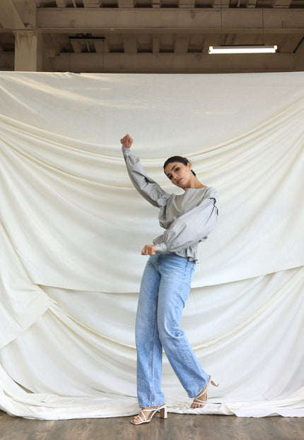 Grey balloon cotton top