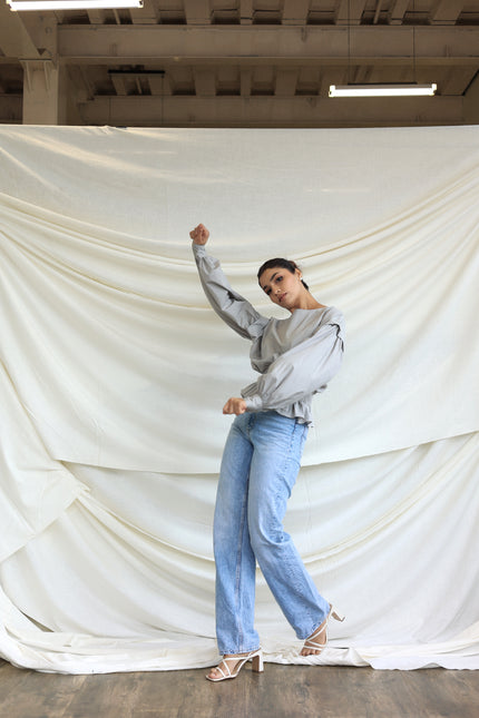 Grey balloon cotton top