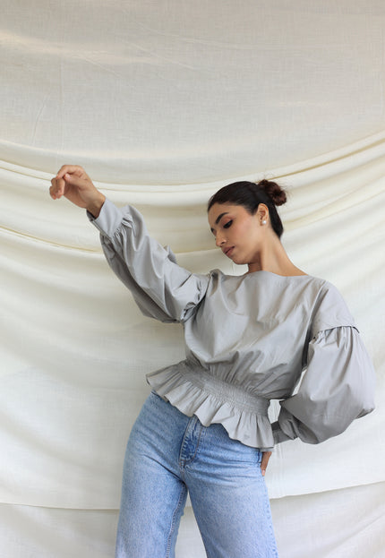 Grey balloon cotton top
