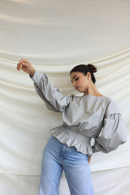 Grey balloon cotton top