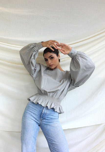Grey balloon cotton top