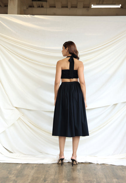 Black co-ord skirt and bandeau top