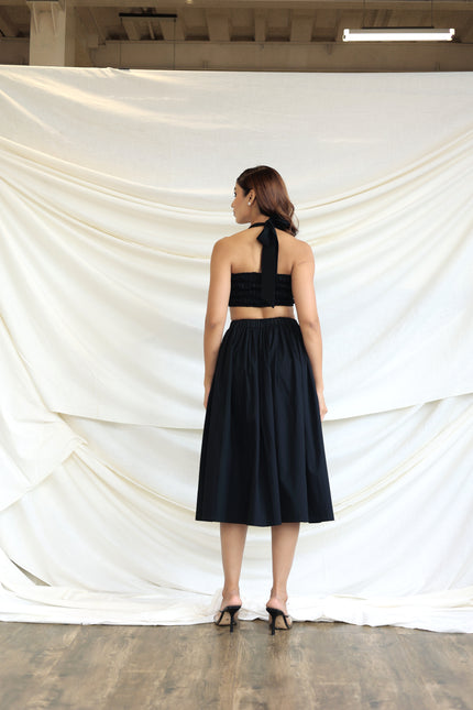 Black co-ord skirt and bandeau top
