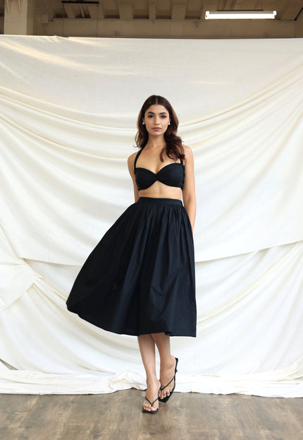 Black midi skirt