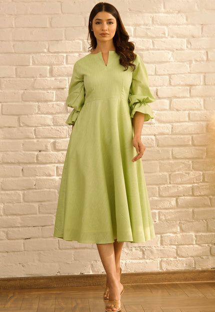 Green flare dress