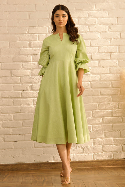 Green flare dress
