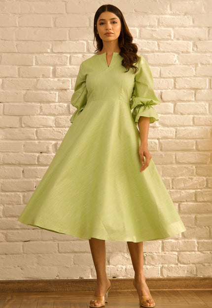 Green flare dress