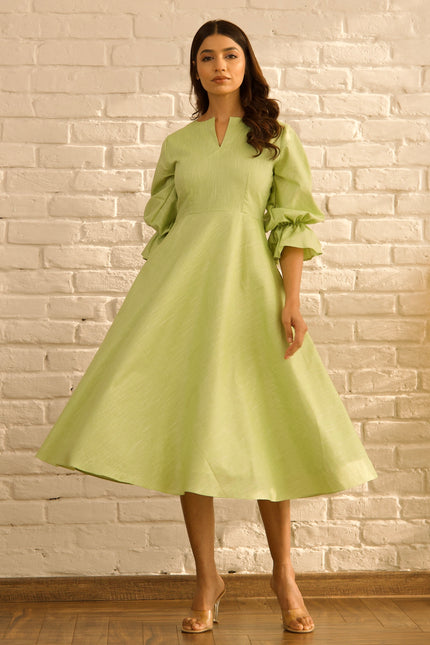 Green flare dress