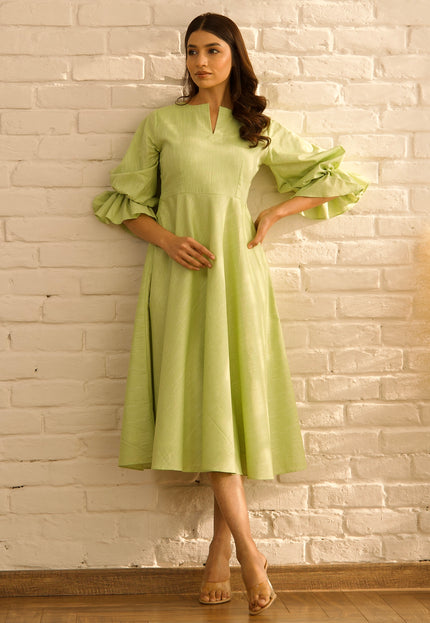 Green flare dress
