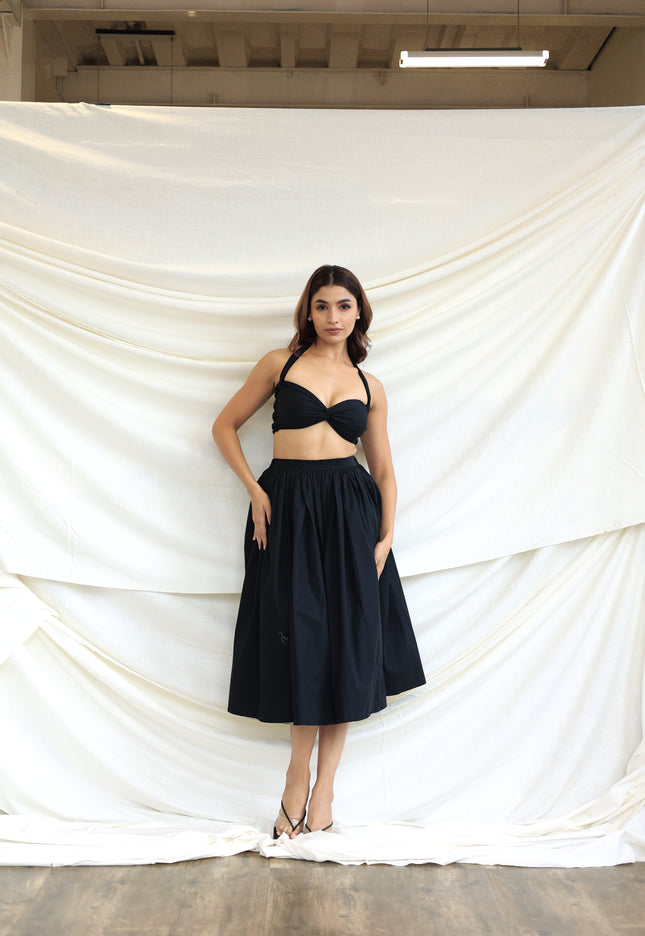 Black co-ord skirt and bandeau top