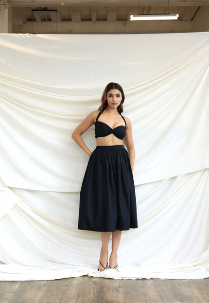 Black co-ord skirt and bandeau top