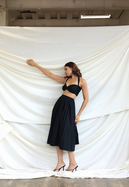Black midi skirt