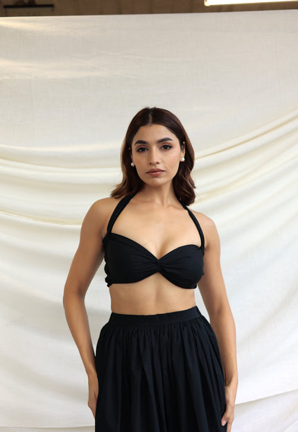 Black co-ord skirt and bandeau top