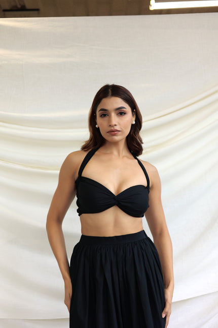 Black co-ord skirt and bandeau top