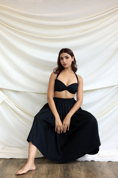 Black co-ord skirt and bandeau top