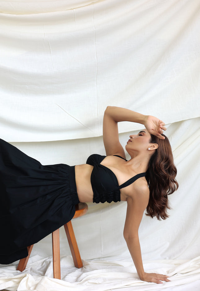 Black bandeau cotton top