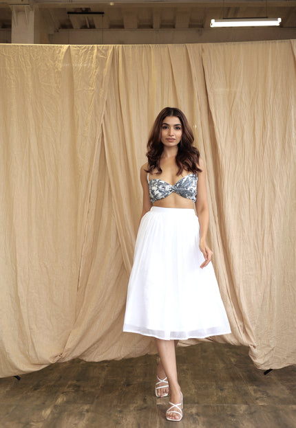 White co-ord skirt and bandeau top