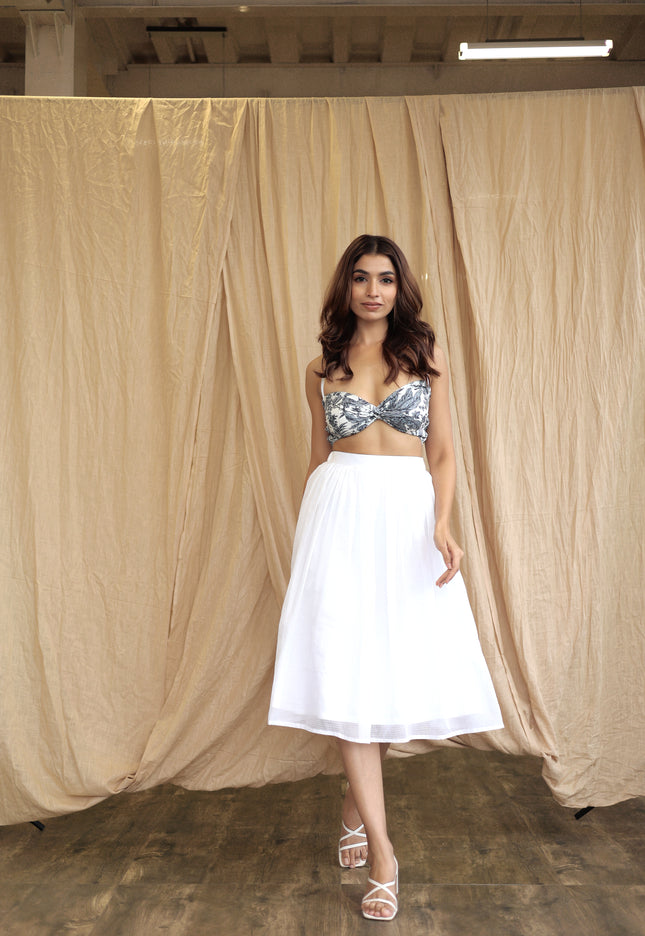 White co-ord skirt and bandeau top