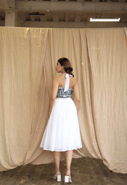 White co-ord skirt and bandeau top