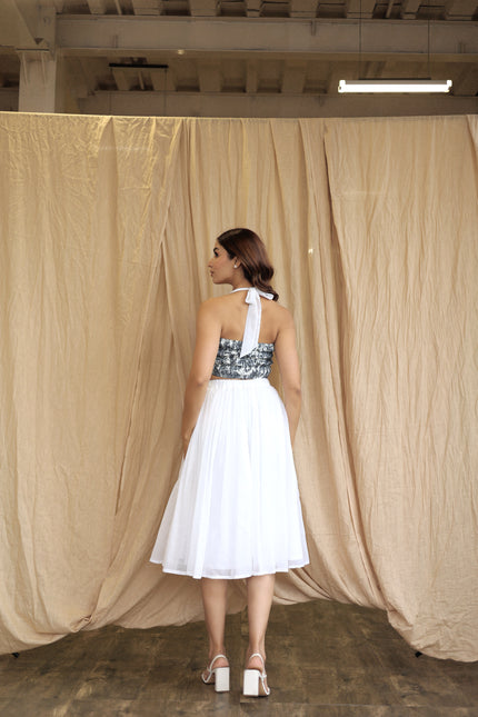 White co-ord skirt and bandeau top