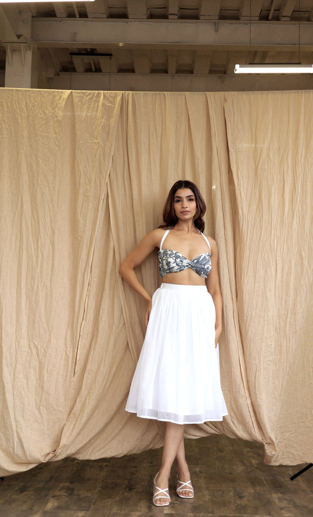 White co-ord skirt and bandeau top