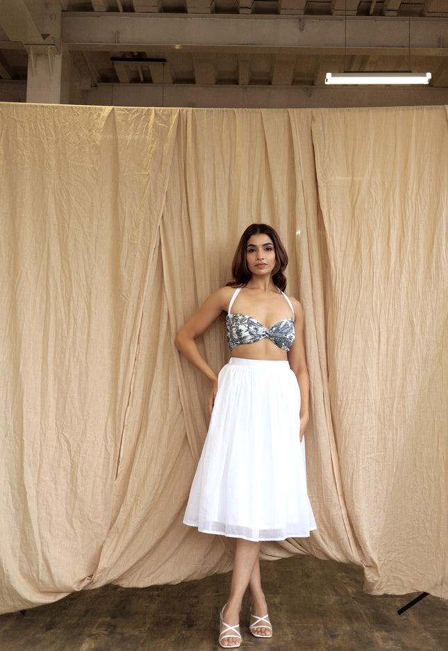 White co-ord skirt and bandeau top