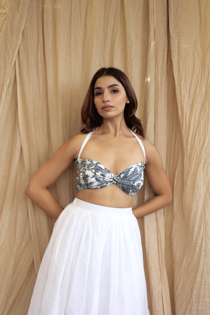 White co-ord skirt and bandeau top