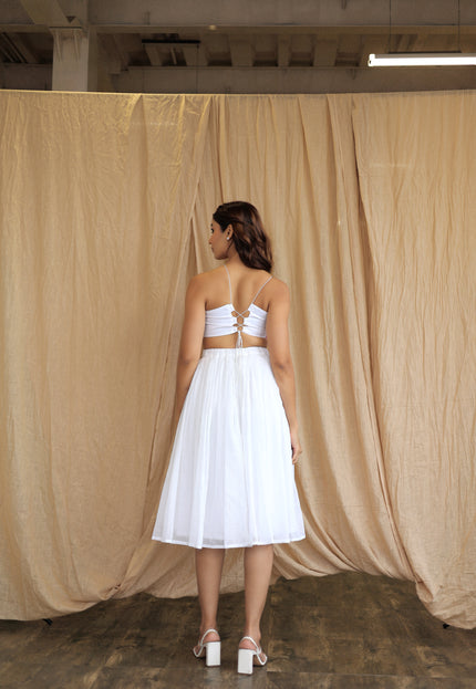 White co-ord skirt and Crop top