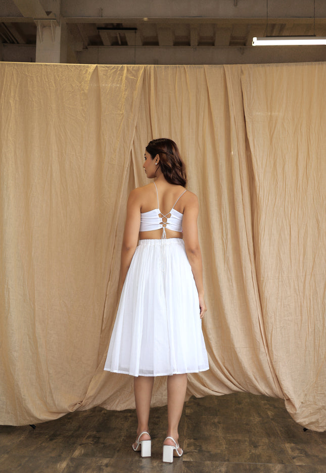 White co-ord skirt and Crop top
