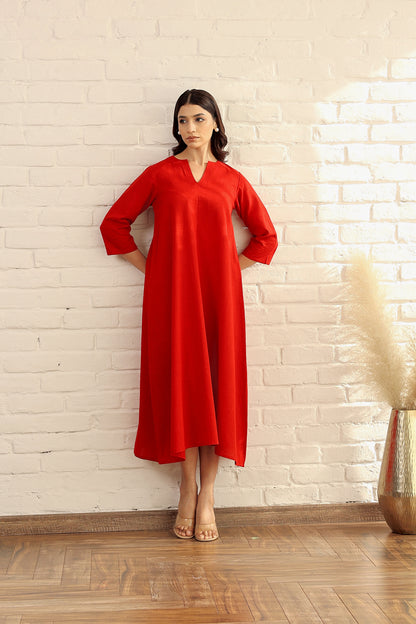 Cotton red basic dress