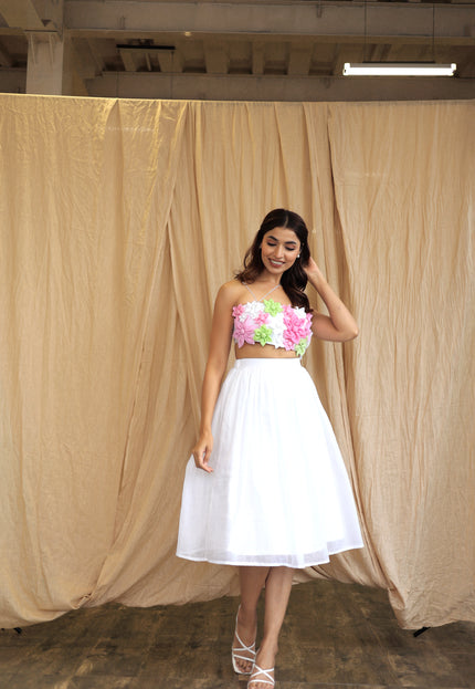 White multi floral crop top