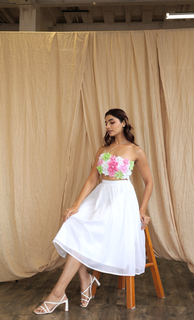 White multi floral crop top