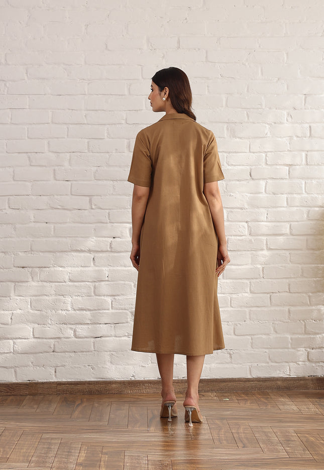 Brown midi dress
