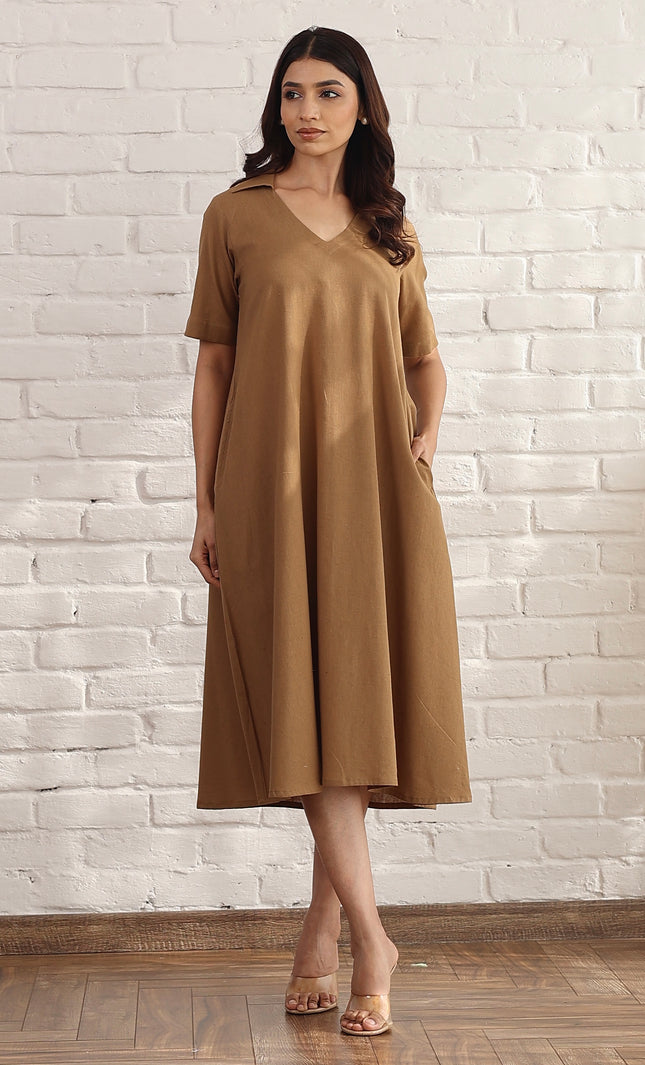 Brown midi dress