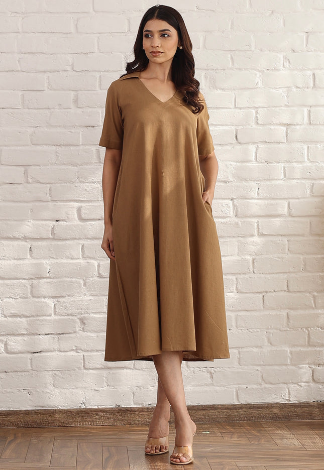 Brown midi dress
