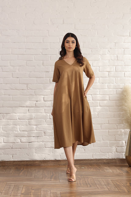 Brown midi dress