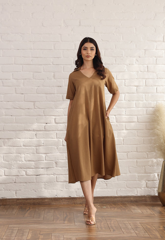 Brown midi dress