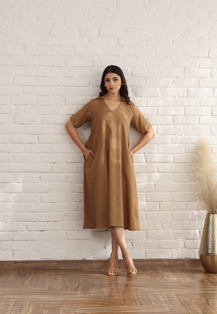 Brown midi dress