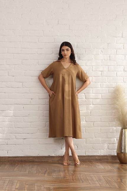 Brown midi dress