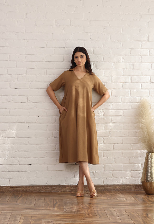 Brown midi dress