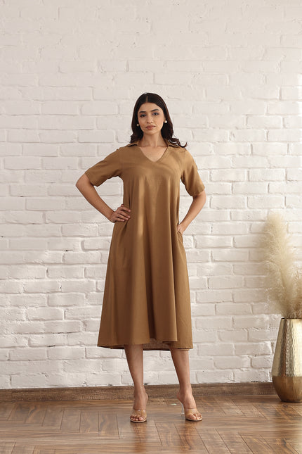Brown midi dress