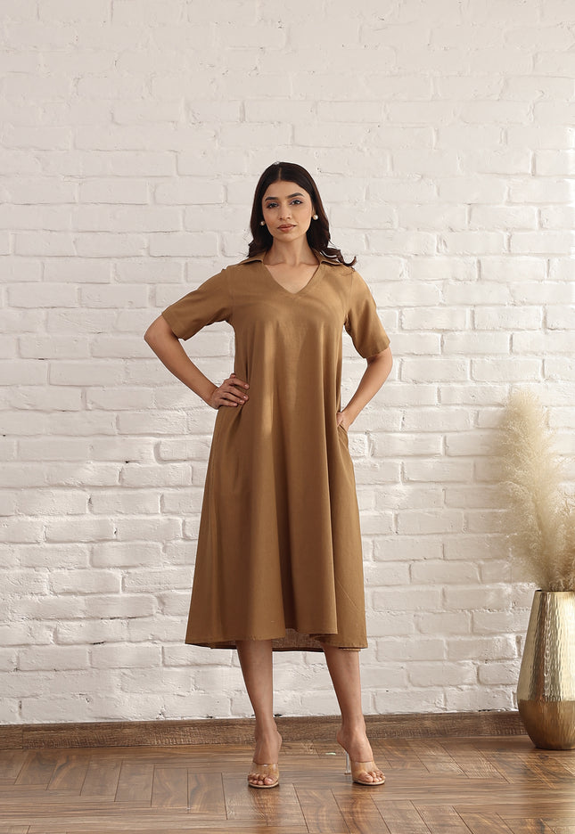 Brown midi dress