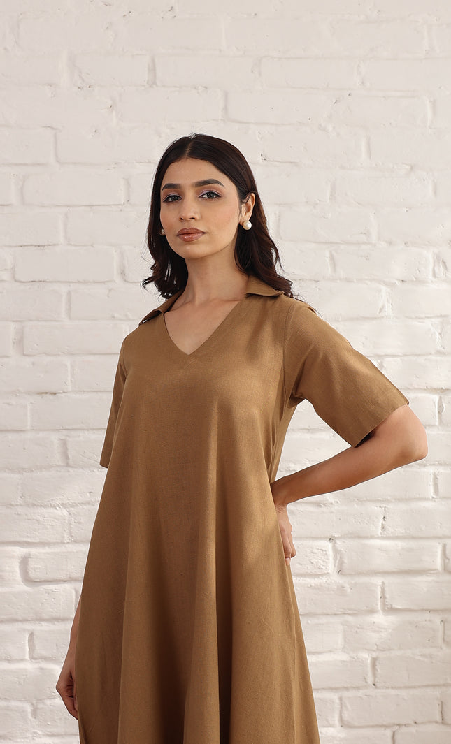Brown midi dress