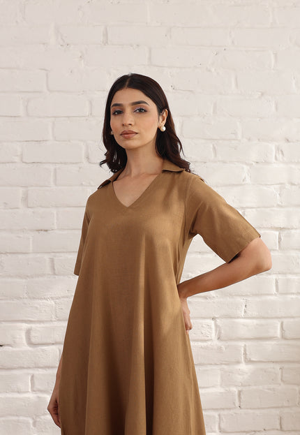 Brown midi dress