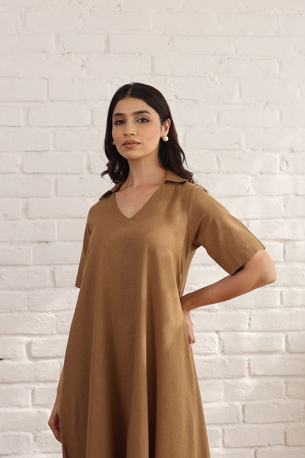 Brown midi dress