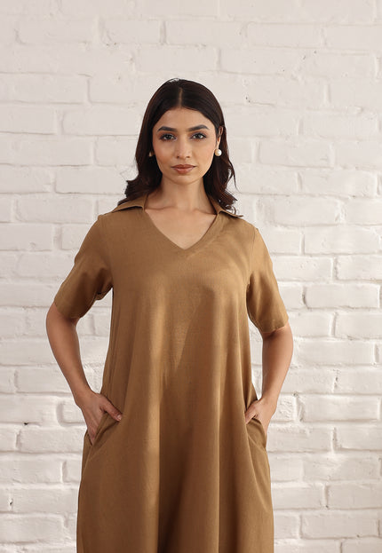 Brown midi dress
