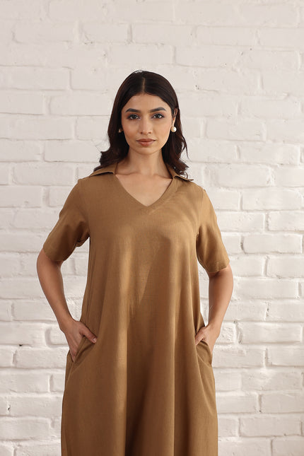 Brown midi dress