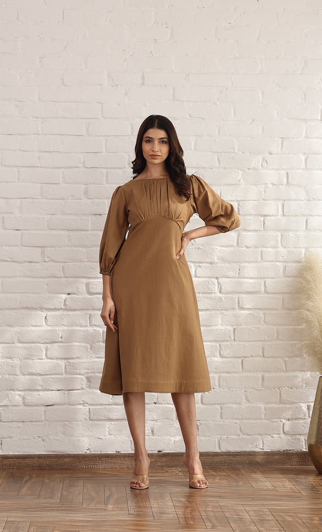 Brown A line midi dress